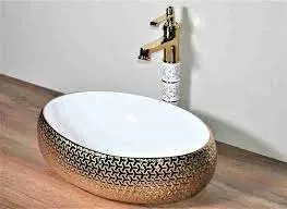 Golden ceramic Basin 